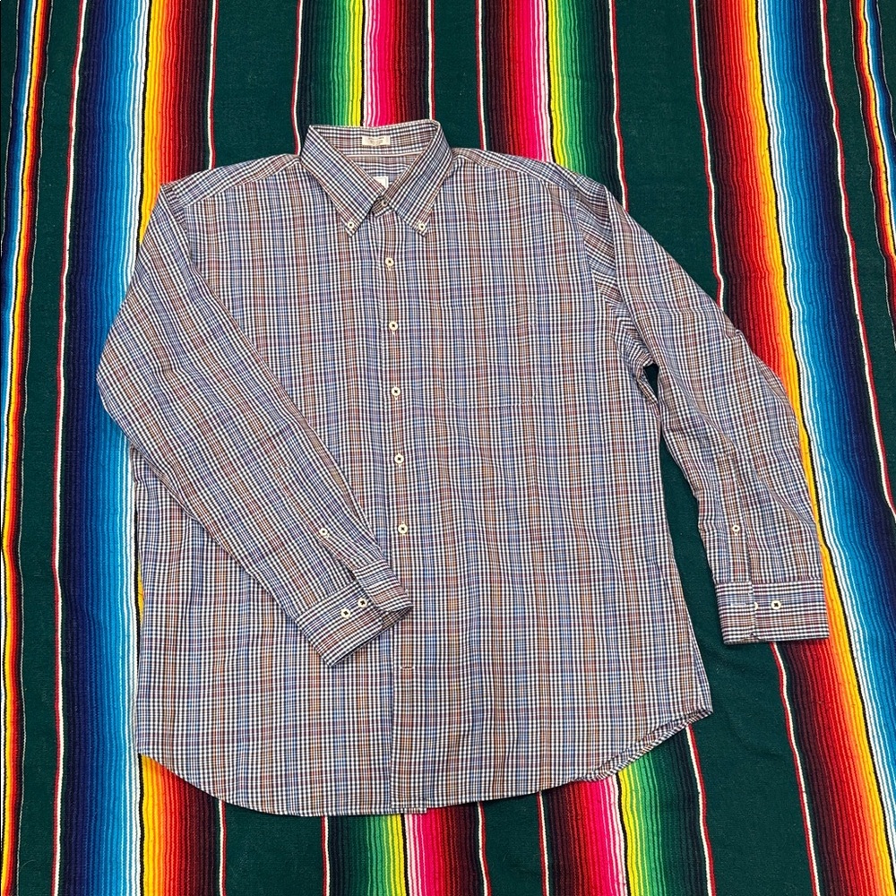Peter Millar Blue and Red Plaid Button Down Shirt